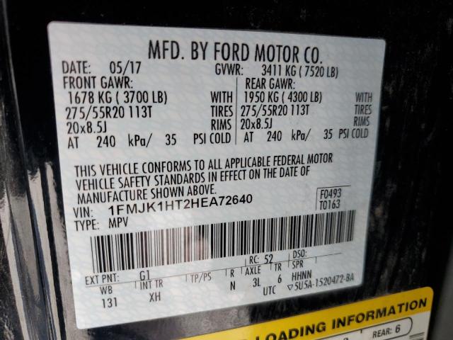 1FMJK1HT2HEA72640 Ford Expedition El Xlt