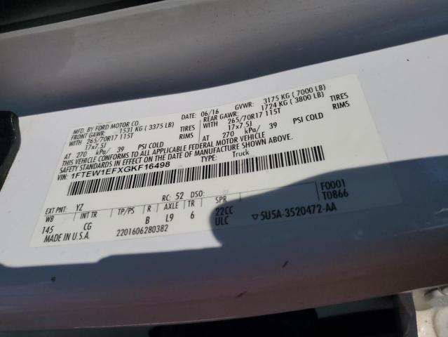 1FTEW1EFXGKF16498 Ford F150 Supercrew
