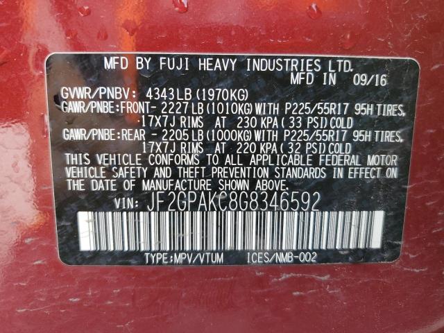 JF2GPAKC8G8346592 Subaru Crosstrek Limited