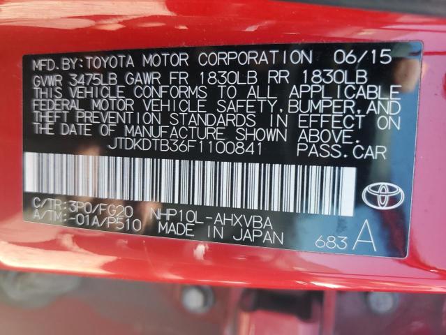 JTDKDTB36F1100841 Toyota PRIUS C