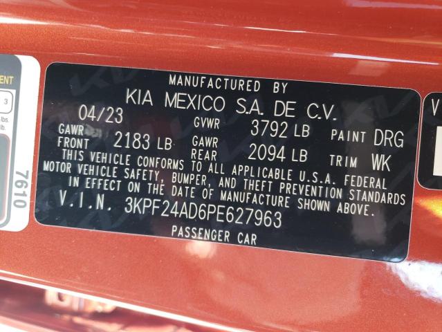 3KPF24AD6PE627963 KIA FORTE LX