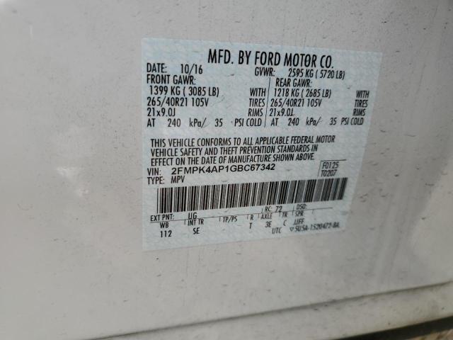 2FMPK4AP1GBC67342 Ford EDGE SPORT