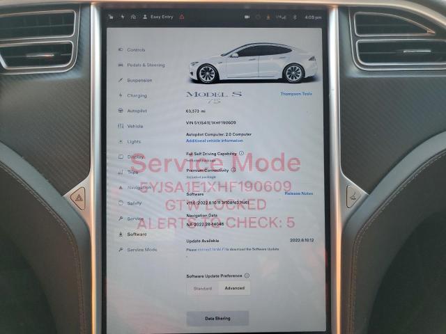 5YJSA1E1XHF190609 Tesla MODEL S
