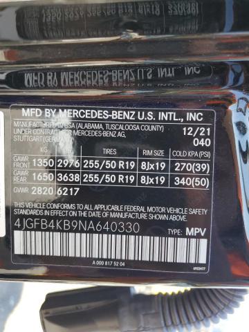4JGFB4KB9NA640330 Mercedes-Benz Gle 350 4matic