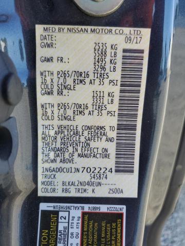 1N6AD0CU1JN702224 Nissan Frontier Sv