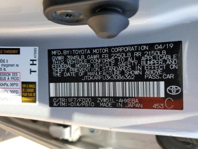 JTDKARFU3K3086362 Toyota PRIUS