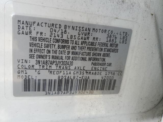 3N1AB7AP3JY302430 Nissan SENTRA S
