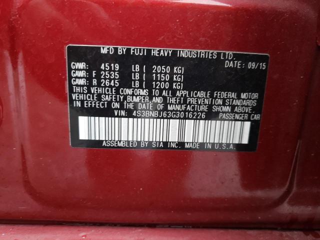 VIN 4S3BNBJ63G3016226 2016 SUBARU LEGACY no.12