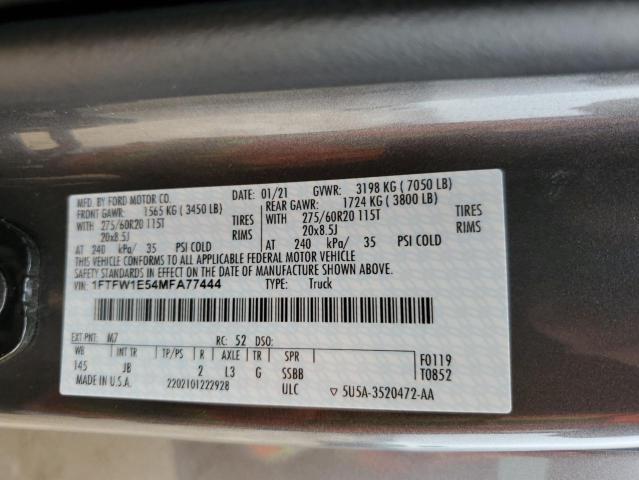 1FTFW1E54MFA77444 Ford F150 Supercrew