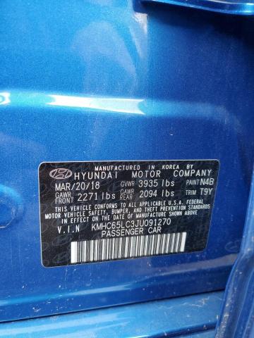 2018 HYUNDAI IONIQ BLUE - KMHC65LC3JU091270