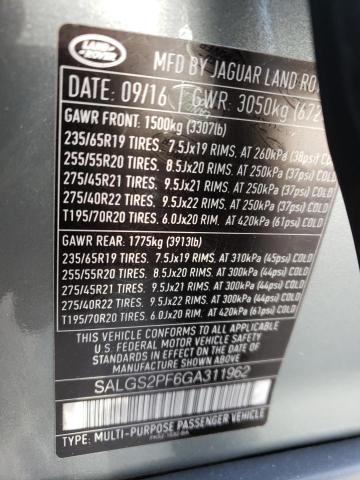 SALGS2PF6GA311962 Land Rover Range Rover Hse