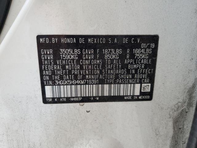 2019 HONDA FIT EXL - 3HGGK5H94KM719391