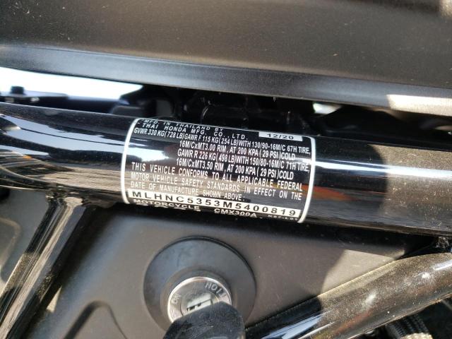 2021 HONDA CMX300 A MLHNC5353M5400819