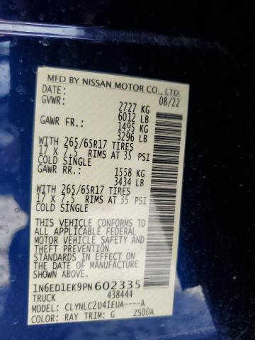 1N6ED1EK9PN602335 Nissan FRONTIER S