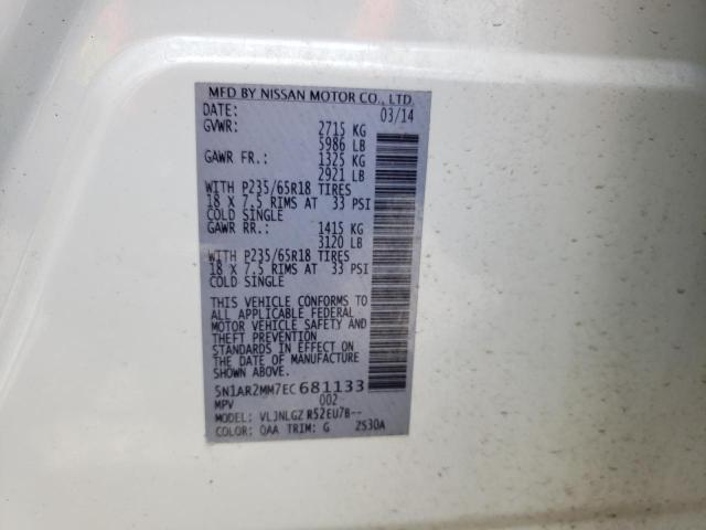5N1AR2MM7EC681133 Nissan Pathfinder S