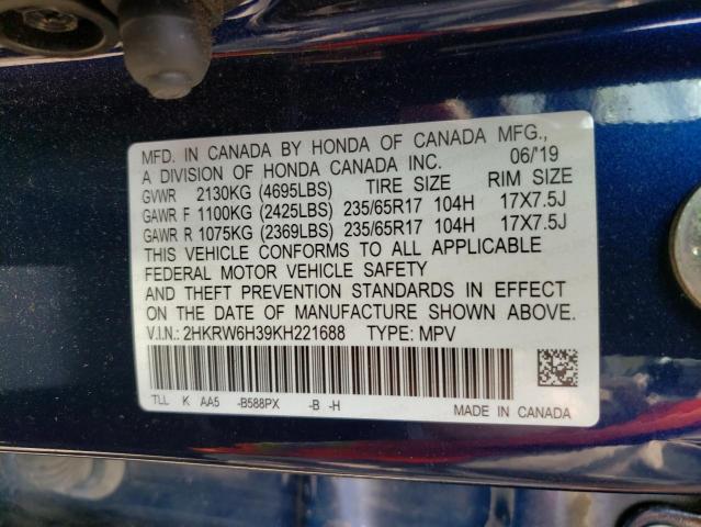 2019 HONDA CRV 2HKRW6H39KH221688