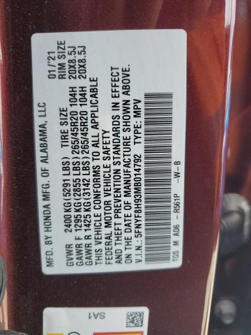 5FNYF8H93MB014792 Honda Passport Touring
