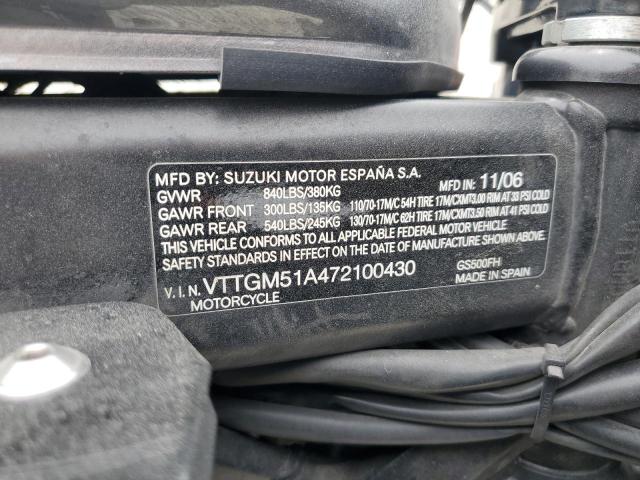 2007 SUZUKI GS500 - VTTGM51A472100430