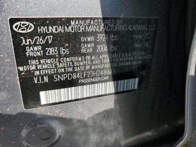 5NPD84LF2JH248675 Hyundai ELANTRA SEL