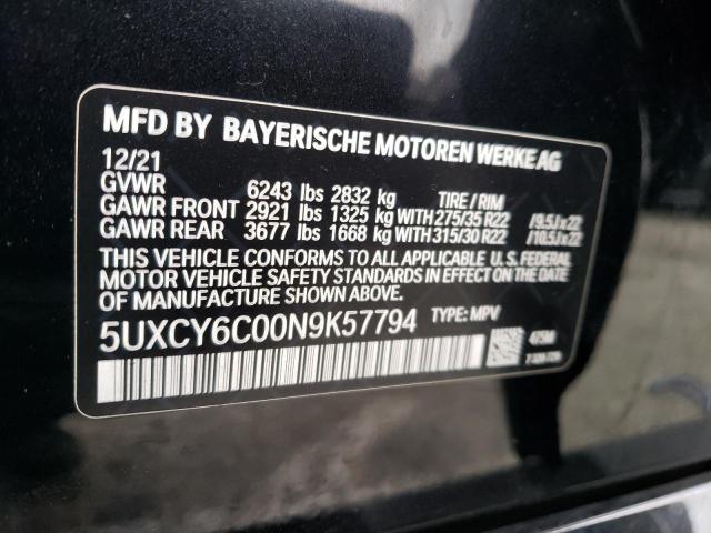 5UXCY6C00N9K57794 2022 BMW X6, photo no. 12