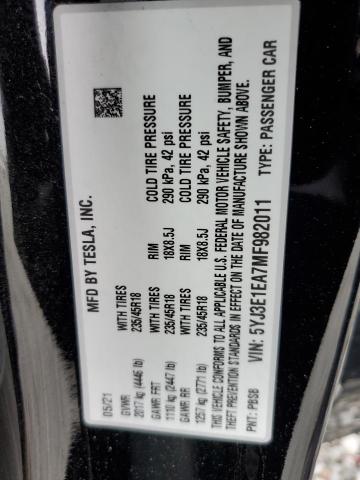 5YJ3E1EA7MF982011 Tesla MODEL 3