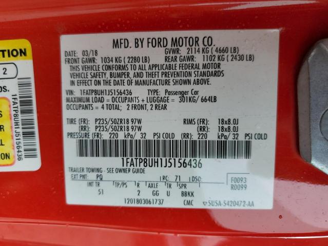 1FATP8UH1J5156436 Ford MUSTANG