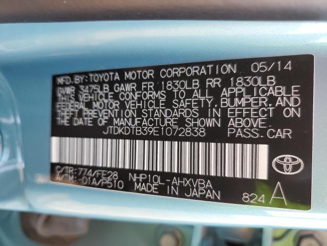 JTDKDTB39E1072838 Toyota PRIUS C
