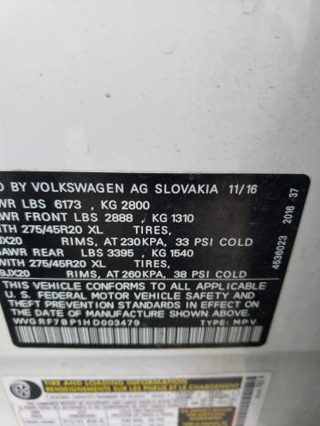 2017 VOLKSWAGEN TOUAREG WO - WVGRF7BP1HD003479
