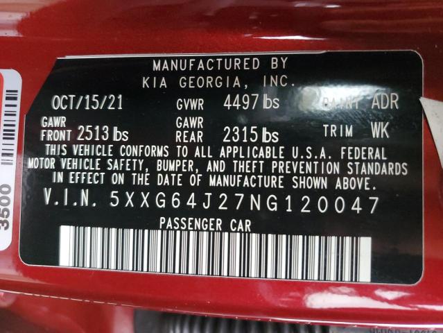 5XXG64J27NG120047 KIA K5 GT LINE
