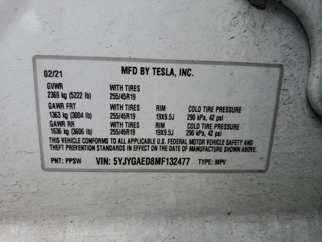 5YJYGAED8MF132477 Tesla Model Y