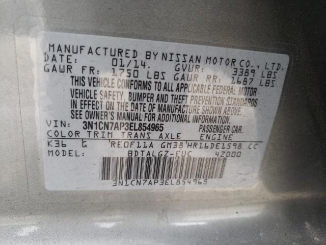 3N1CN7AP3EL854965 Nissan VERSA S
