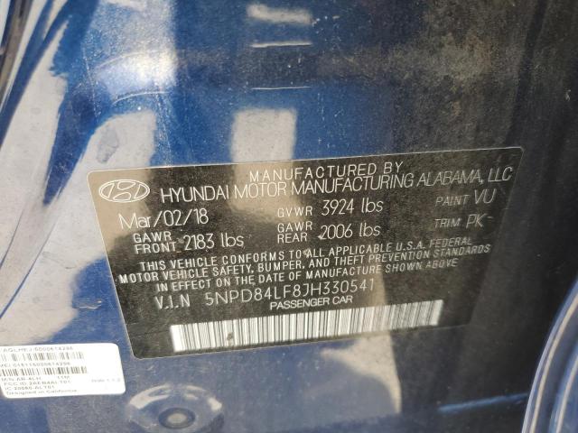 5NPD84LF8JH330541 Hyundai ELANTRA SEL