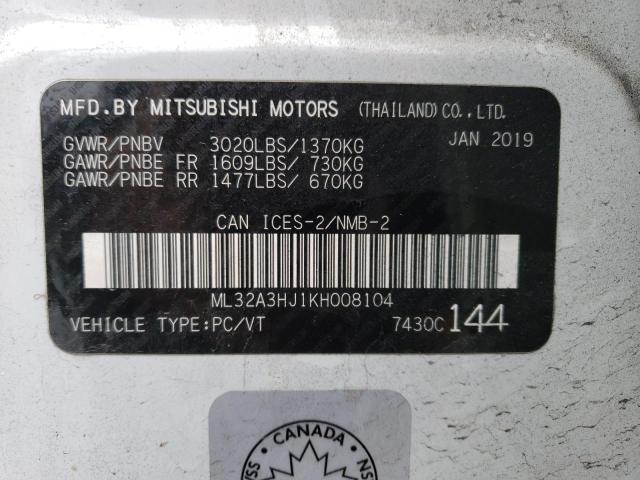 2019 MITSUBISHI MIRAGE ES - ML32A3HJ1KH008104