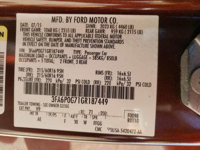 3FA6P0G71GR187449 Ford FUSION S