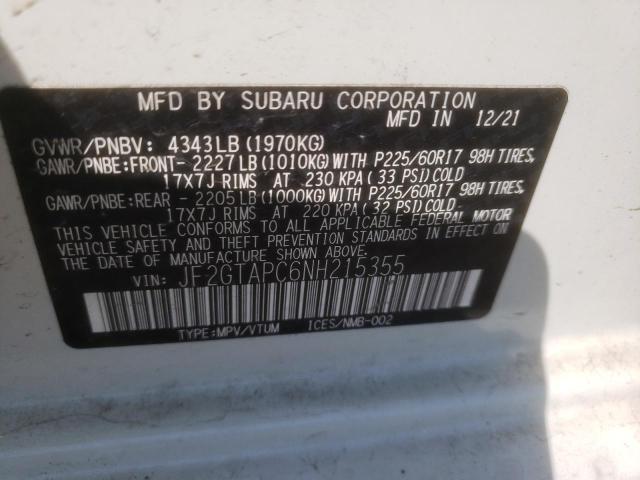 JF2GTAPC6NH215355 Subaru Crosstrek Premium