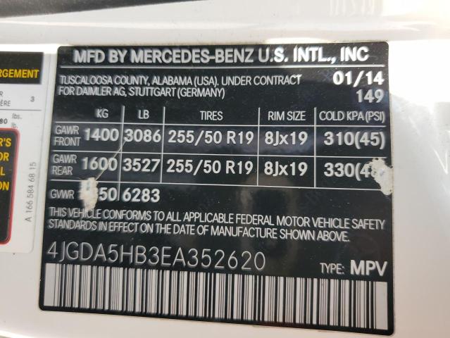 VIN 4JGDA5HB3EA352620 2014 Mercedes-Benz ML-Class, ... no.13