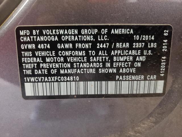 2015 VOLKSWAGEN PASSAT SEL - 1VWCV7A3XFC034810