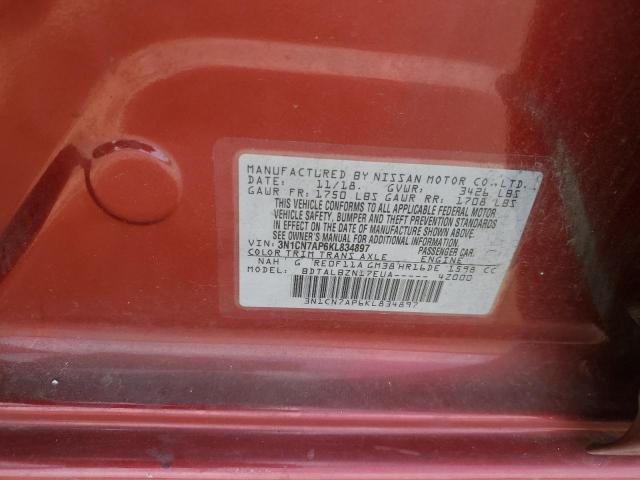 3N1CN7AP6KL834897 Nissan Versa S/S 12