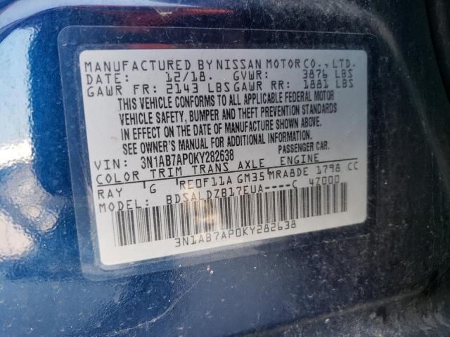 3N1AB7AP0KY282638 Nissan Sentra S 10