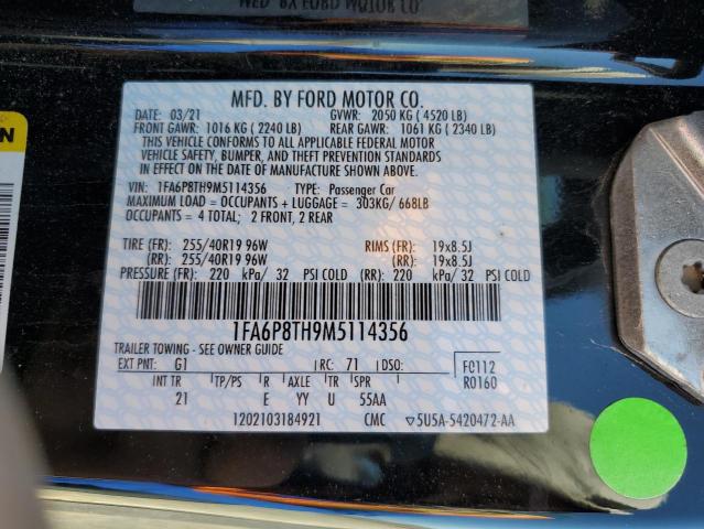 2021 FORD MUSTANG - 1FA6P8TH9M5114356