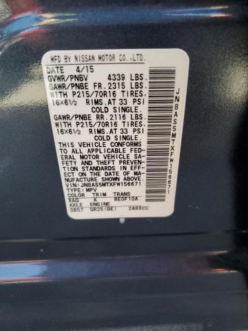 JN8AS5MTXFW156671 Nissan Rogue Select S