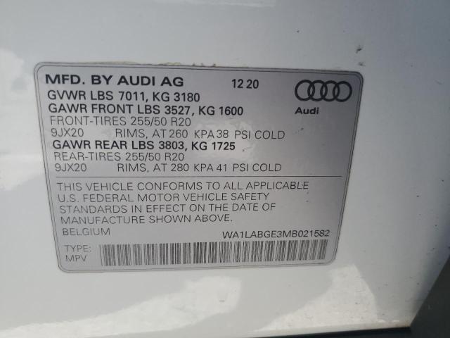 2021 AUDI E-TRON PRE - WA1LABGE3MB021582