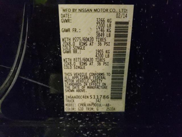 1N6AA0EC4EN511786 Nissan TITAN S