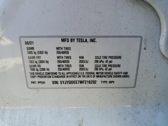 5YJYGDEE7MF218292 Tesla Model Y