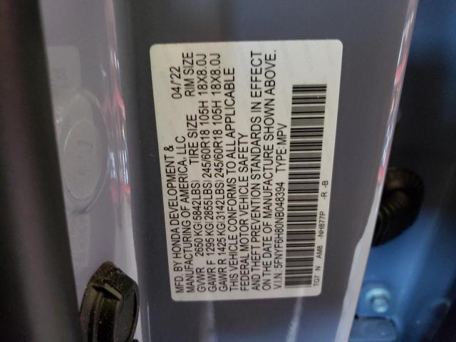 2022 HONDA PILOT TRAI 5FNYF6H80NB048394
