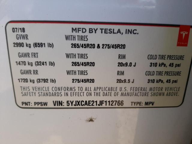 5YJXCAE21JF112766 Tesla MODEL X