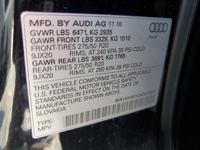2019 AUDI Q8 PREMIUM - WA1AVAF12KD018677