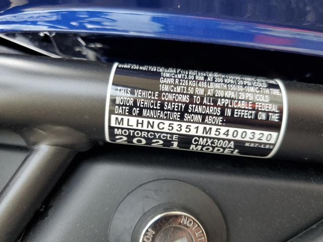 2021 HONDA CMX300 A MLHNC5351M5400320