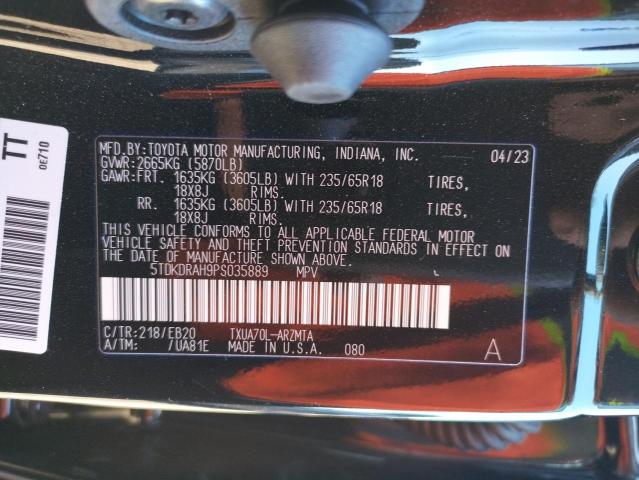 5TDKDRAH9PS035889 Toyota Highlander L