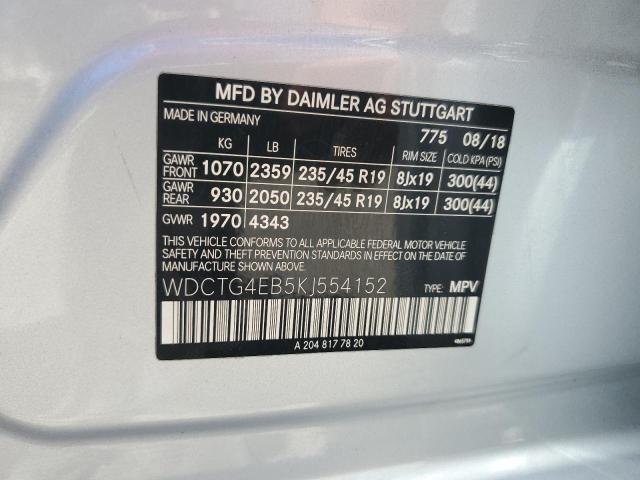 2019 MERCEDES-BENZ GLA 250 - WDCTG4EB5KJ554152